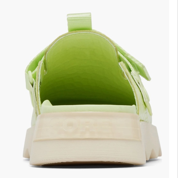 Sorel Viibe Platform Clog Size 9.5 Lime/Green Leather Adjustable Strap Cushy New - Picture 8 of 14